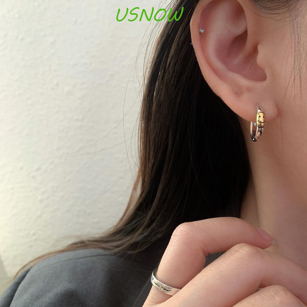 Khuyên Tai Tròn Mặt Cười Màu Sắc Phù Hợp Với Nam Nữ Phong Cách Hàn Quốc