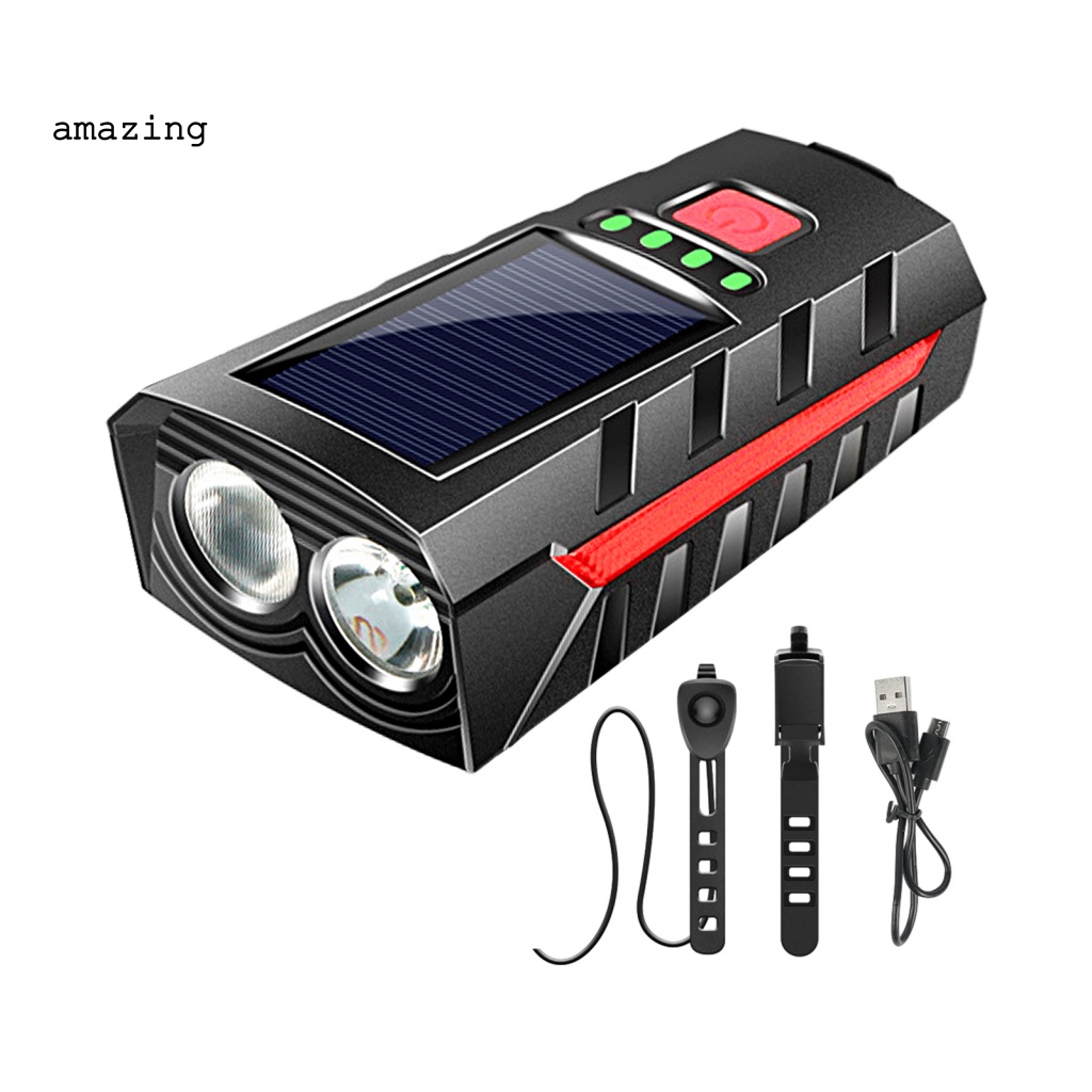 1 Bộ Đèn Pha Xe Đạp Bằng Nhựa ABS Sạc Điện Năng Lượng Mặt Trời