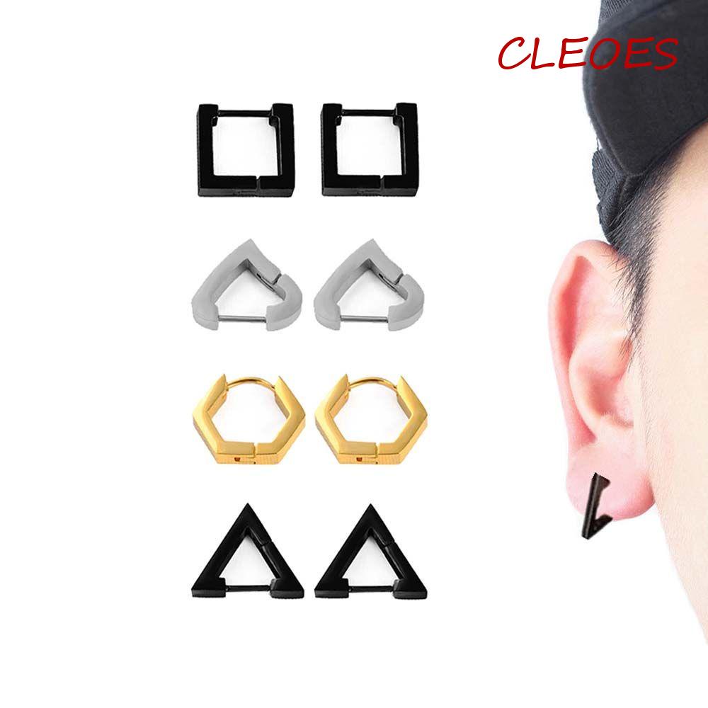 Bông Tai Thép Không Gỉ Hình Đa Giác Cho Nam