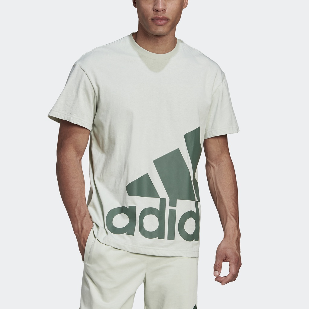 Adidas Phong cách sống Áo Thun Giant Logo Essentials Nam màu xanh lá HL2218