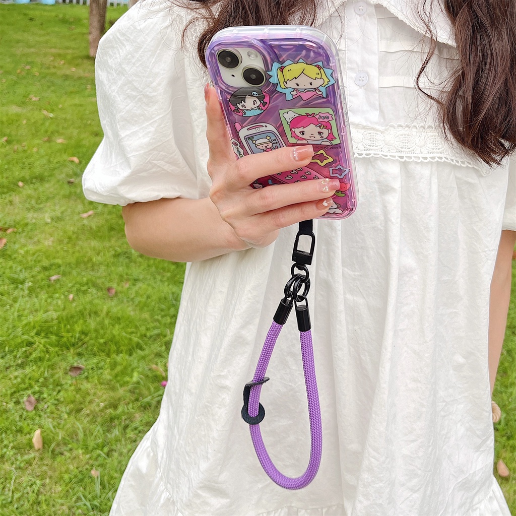 Dây Đeo Cổ Nylon Màu Trơn Có Ngăn Đựng Thẻ ID + Móc Chìa Khóa Cho iphone / airpods Ốp