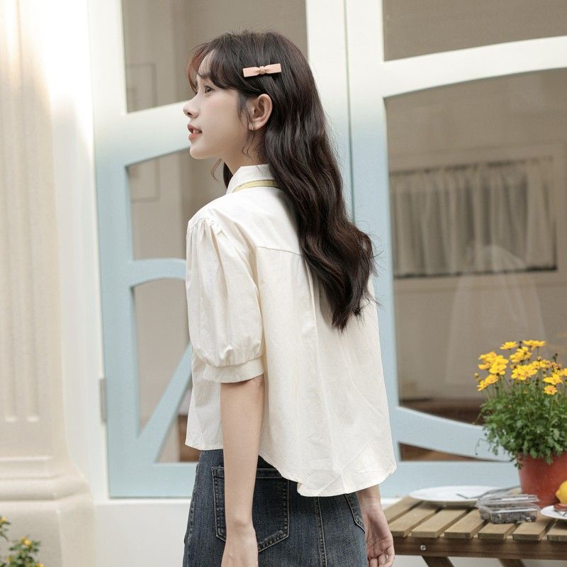 Áo Sơ Mi Hàn Quốc Màu Mơ 2023polo Có Cổ Cho Nữ