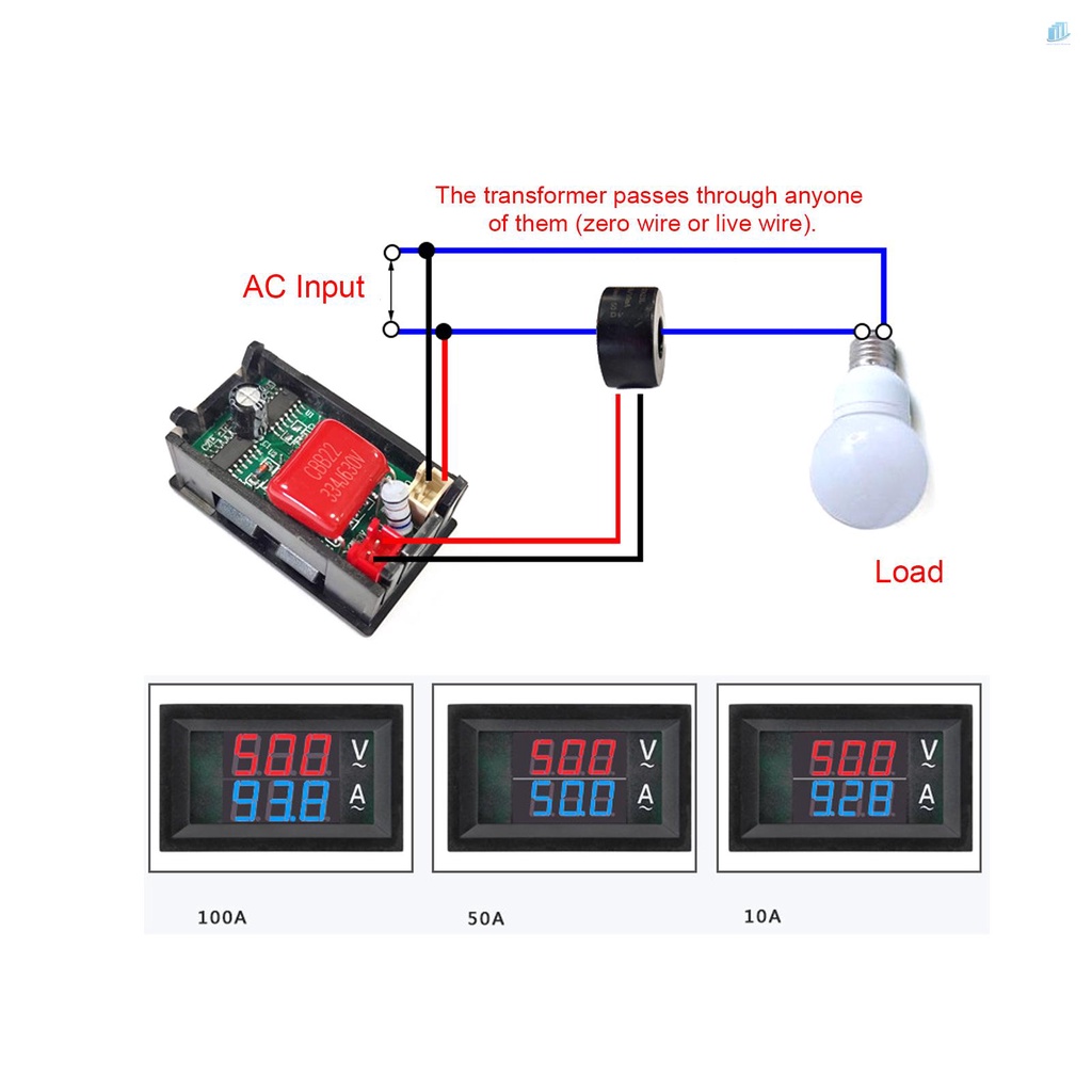 Vôn Kế Kỹ Thuật Số Thông Minh Hai Màu Xanh Dương Và Đỏ Có Đèn Led Hiển Thị Hiện Thị Điện Áp