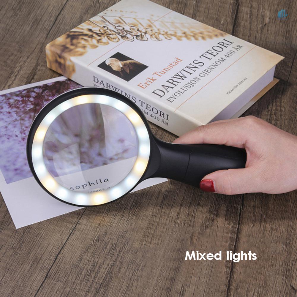 Kính Lúp Cầm Tay 10X Đường Kính Lớn 88mm Có Đèn LED Ấm Áp