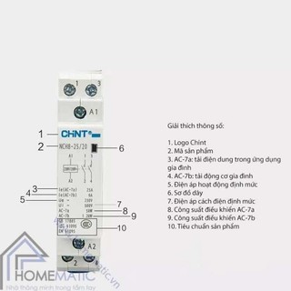 Khởi động từ 1 pha chint nch8 25a