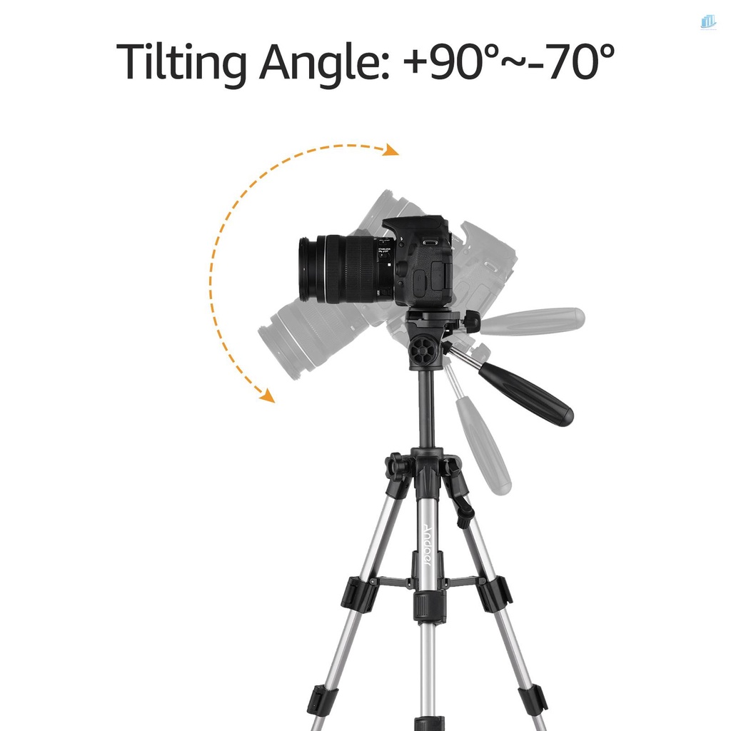 Gậy Ba Chân Mini Di Động Andoer Di Động Với Đầu Nghiêng 3 Chiều Kèm Vít 1 / 4 Inch Cho Máy Ảnh DSLR ILDC Phụ Kiện Tăng Chiều Cao 24.8 Inch Max. 24.8 Inch Max Dụng Cụ Vệ Sinh Chuyên Dụng Chất Lượng Cao