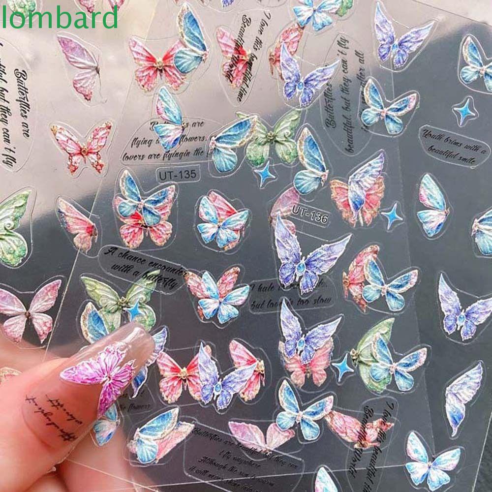 Miếng Dán Trang Trí Móng Tay Tự Dính In Chữ Tiếng Anh Và Bướm Thời Trang