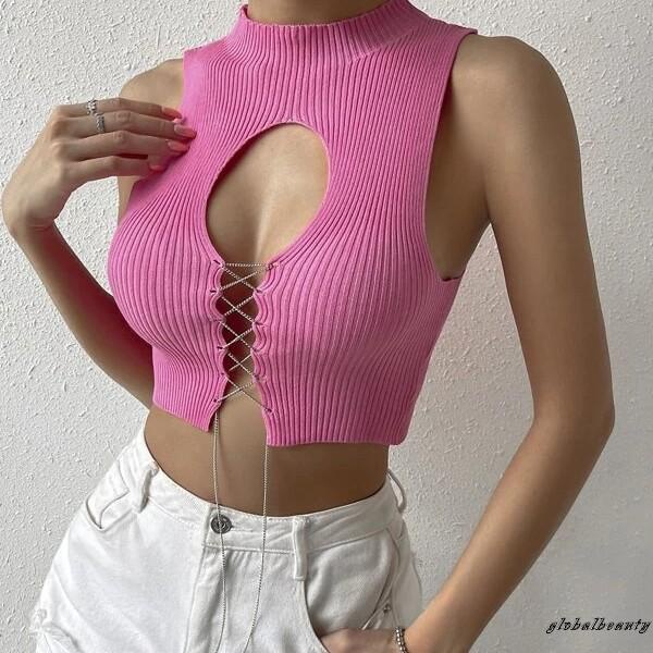 Áo Dệt Kim Sát Nách Cổ Tròn Dáng Ôm Thời Trang Mùa Hè Cho Nữ