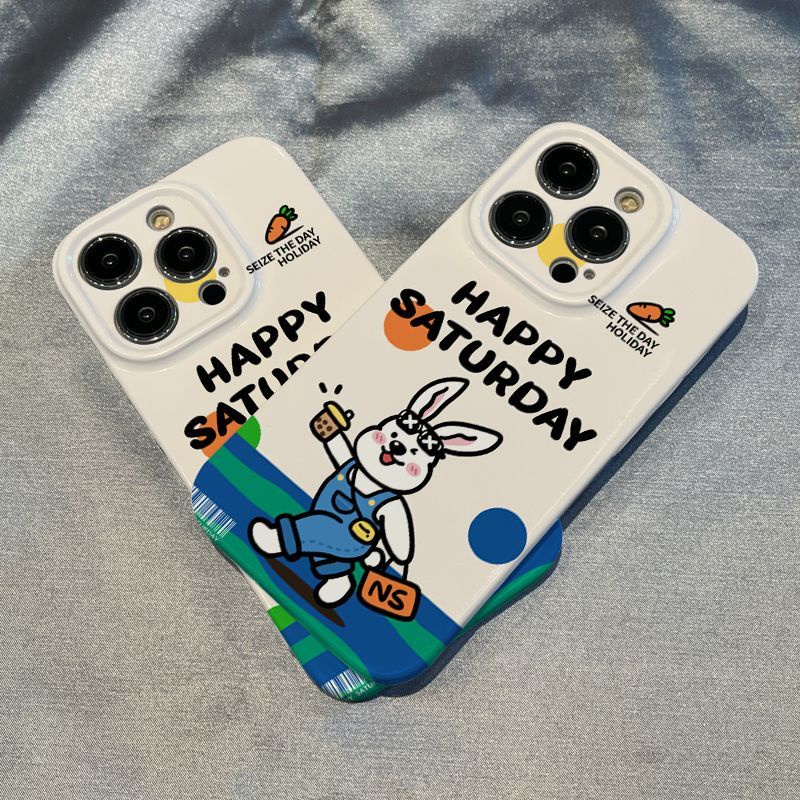 Ốp Điện Thoại Họa Tiết Thỏ Đáng Yêu Cho Iphone 14promax11 / 8xriPhone12 / xs Apple 13 / plus / Happy 7 XZPH