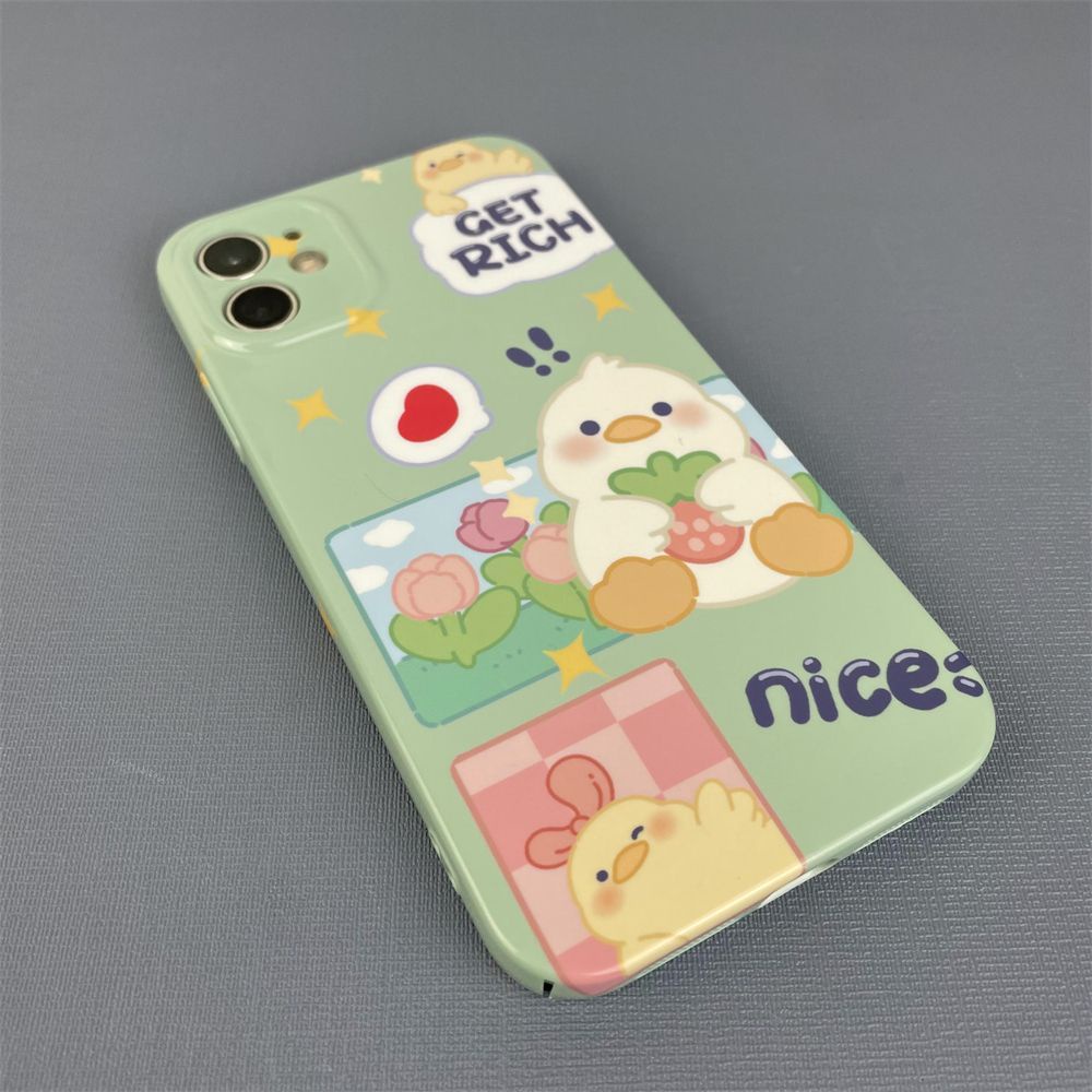 Ốp Điện Thoại Họa Tiết Hoạt Hình Chú Vịt / Dâu Tây Dễ Thương Cho iPhone12 X / XS8 7FW5 11 13 plus