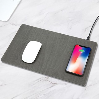 Lót chuột kiêm sạc không dây QI sạc nhanh điện thoại, máy tính bảng, công suất 15W
