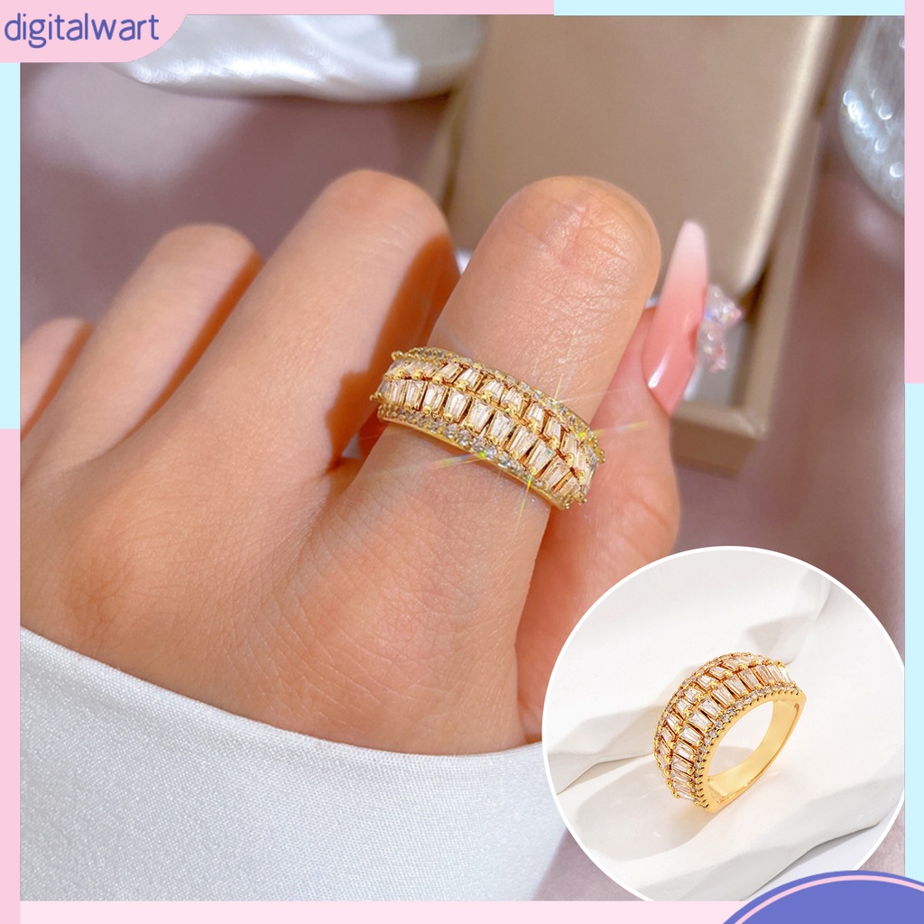 Nhẫn Mở Đính Đá Zircon Sang Trọng Có Thể Điều Chỉnh