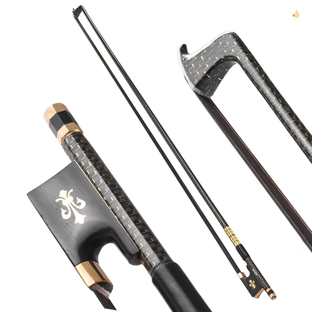 Mynice Cung Kéo Đàn Violin 4 / 4 Bằng Sợi Carbon Lông Ngựa Đen Bện Màu Vàng Kim Cương Tốt Hình Tròn