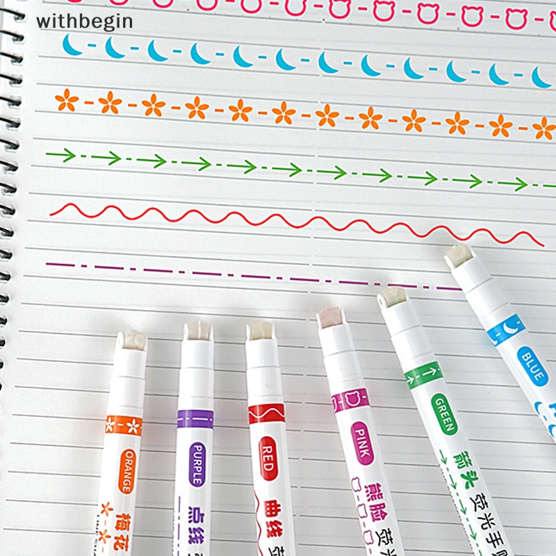 Bộ 6 Bút Đánh Dấu Đầu Lăn Nhiều Đường Viền Cong Nhiều Họa Tiết Graffiti Nghệ Thuật