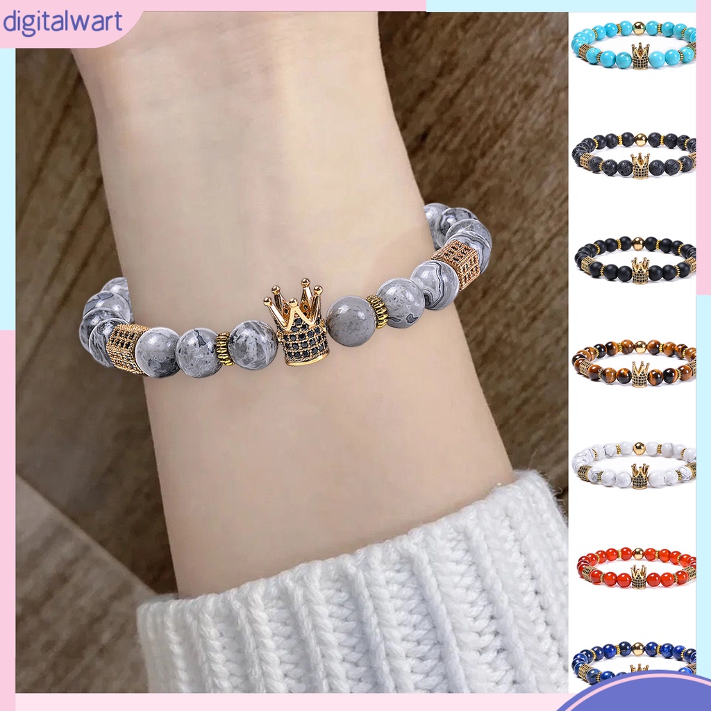 Vòng Tay Chuỗi Hạt Đá Tự Nhiên Mặt Hình Lục Giác Màu Sắc Tương Phản Tùy Chỉnh Thời Trang Cho Nam Và Nữ