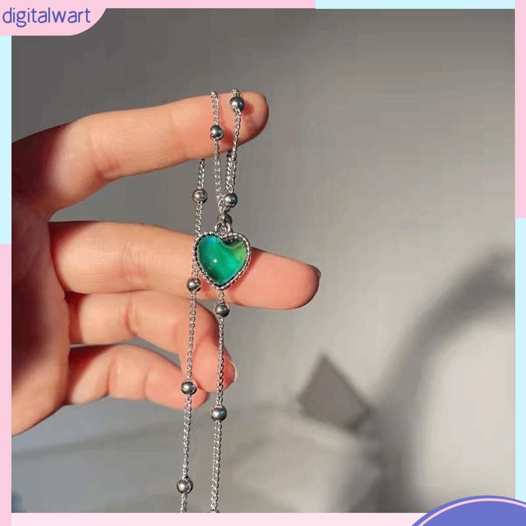 Vòng cổ Mặt Trái Tim Đính Đá Pha Lê Nhân Tạo Đổi Màu Theo Nhiệt Độ Thời Trang Cho Nữ