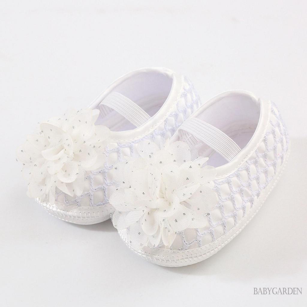 Giày Đế Mềm Chống Trượt Đính Hoa Xinh Xắn Cho Bé Gái