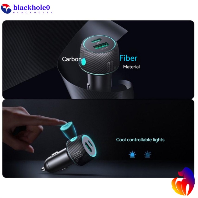 Bộ Sạc Nhanh 60w Qc3.0 Pd 7 Màu Sắc Công Suất Cao Chuyên Dụng Cho Xe Hơi