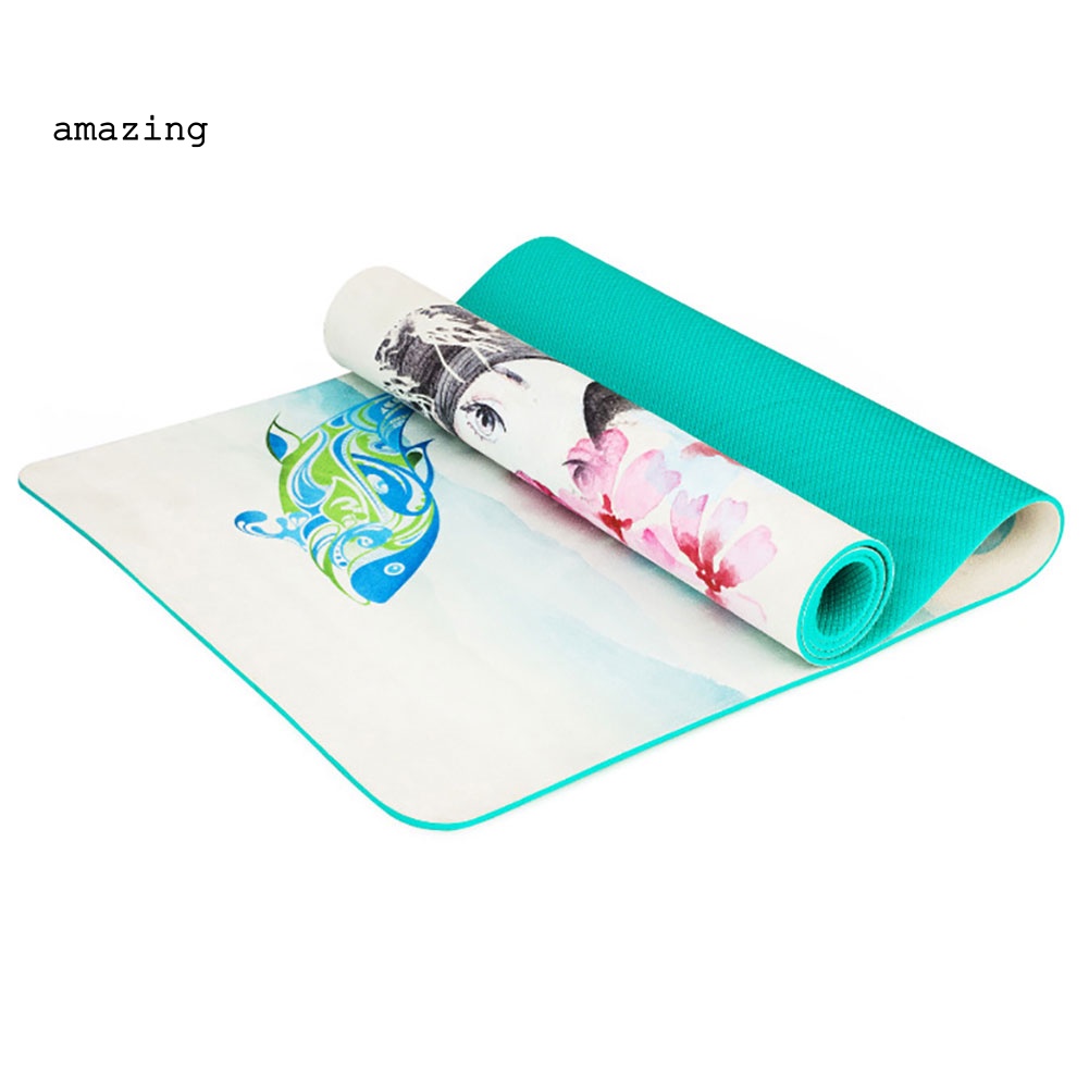 Thảm Tập Yoga / Pilates / Tập Gym Bằng Da Lộn TPE Chống Trượt In Họa Tiết Thời Trang