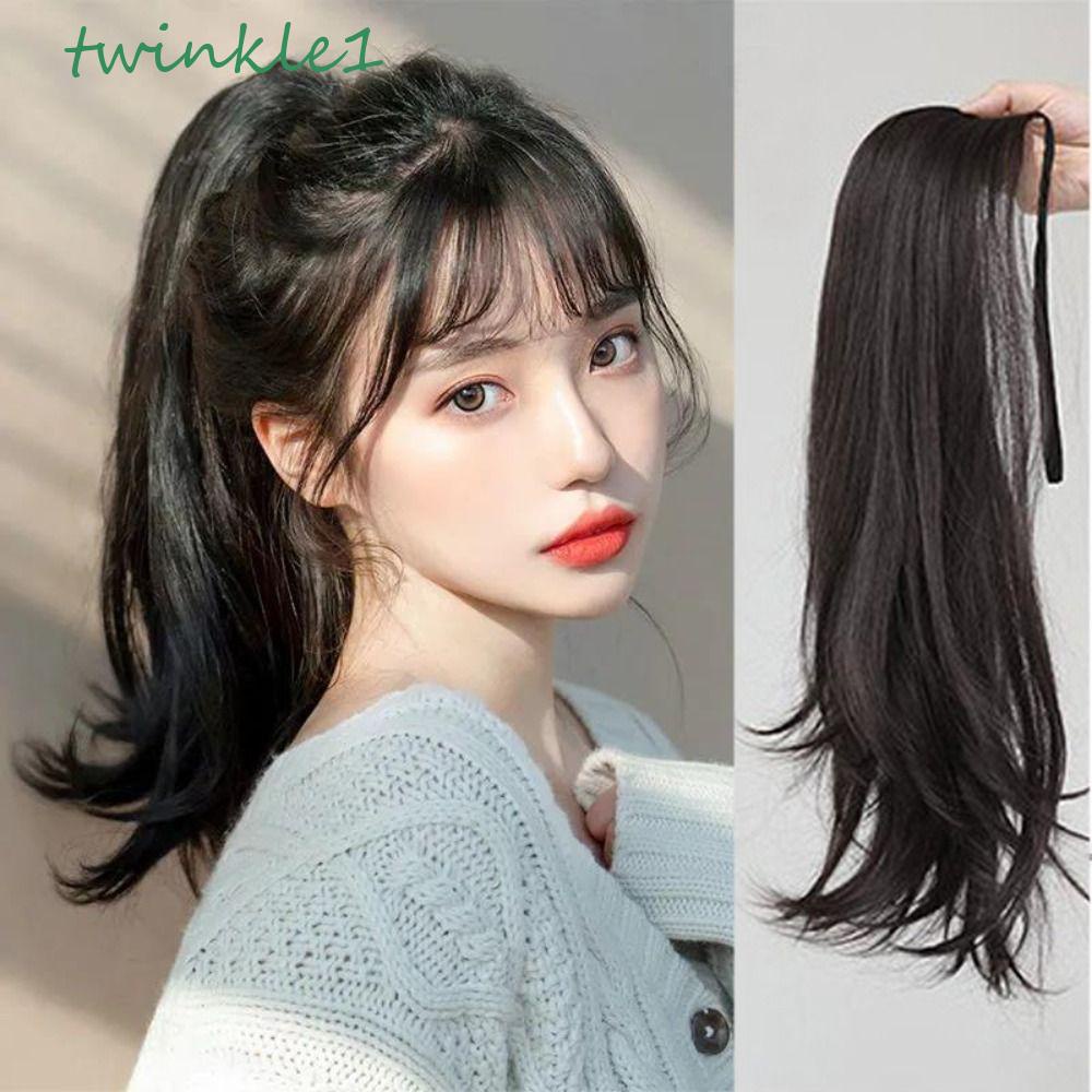 Tóc Đuôi Ngựa Thẳng Bằng Sợi Tổng Hợp Mềm Mịn Chất Lượng Cao Có Dây Rút Cho Nữ