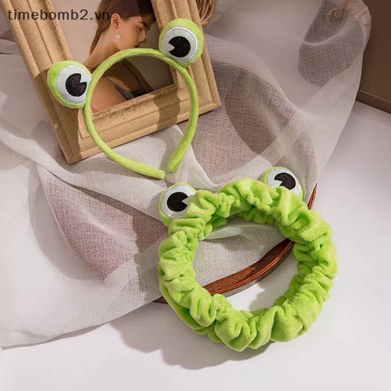 1 Băng Đô Trang Điểm Co Giãn Bản Rộng Hình Ếch Vui Nhộn Dễ Thương