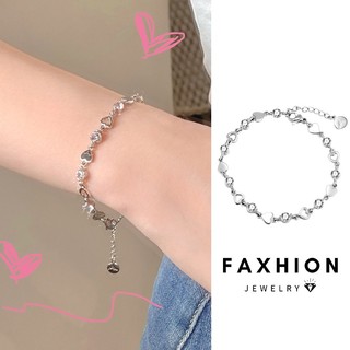 Faxhion Vòng tay rỗng trái tim Hàn Quốc dành cho nữ Vòng tay hạt bạc thanh lịch Phụ kiện trang sức thời trang