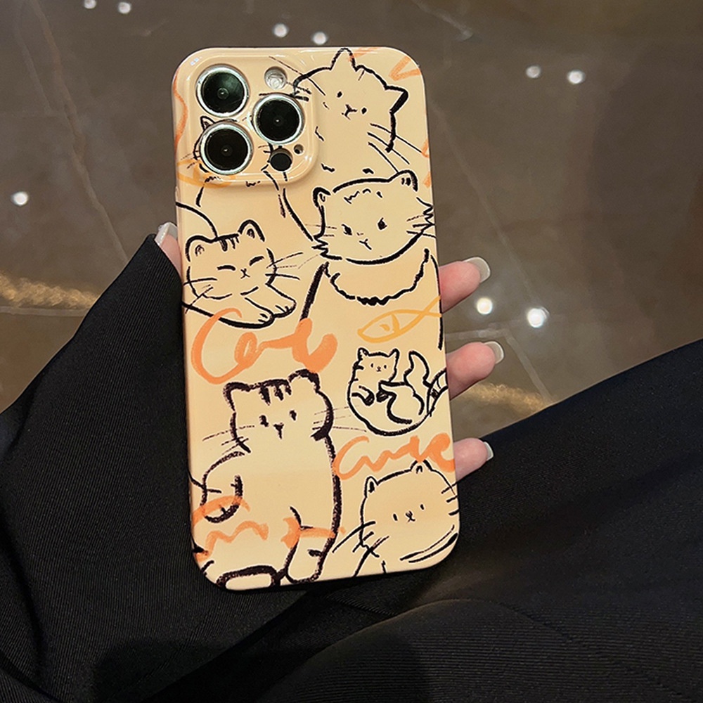 Ốp Điện Thoại Cứng Hình Mèo Graffiti Feilin Cho Iphone 14pro Max 13 12 11x 14