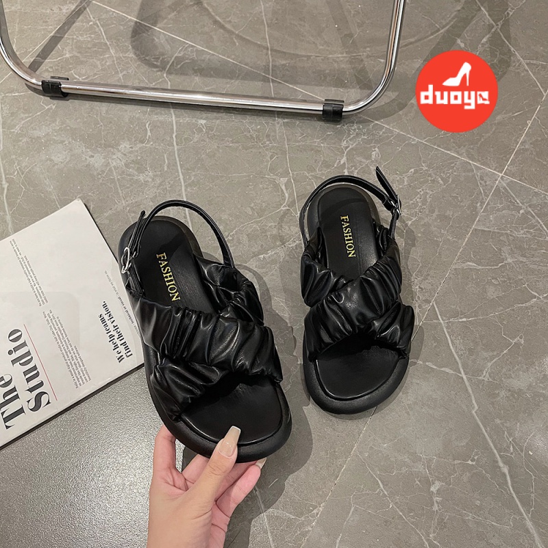 Giày Sandal Mùa Hè Hai Quai Đế Phẳng Phong Cách Hàn Quốc Cho Nữ Giới 2021