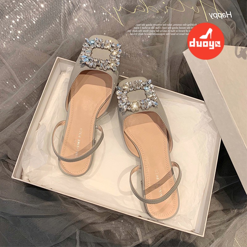 Duoya Factory~[Hàng Có Sẵn]~ Giày Sandal Gót Thấp Dày Hở Ngón Có Khóa Cài Hình Vuông Phong Cách Mùa Hè Kiểu Mới Dành Cho Bạn Nữ Mang Dịp Lễ Hội Mùa Hè 2022