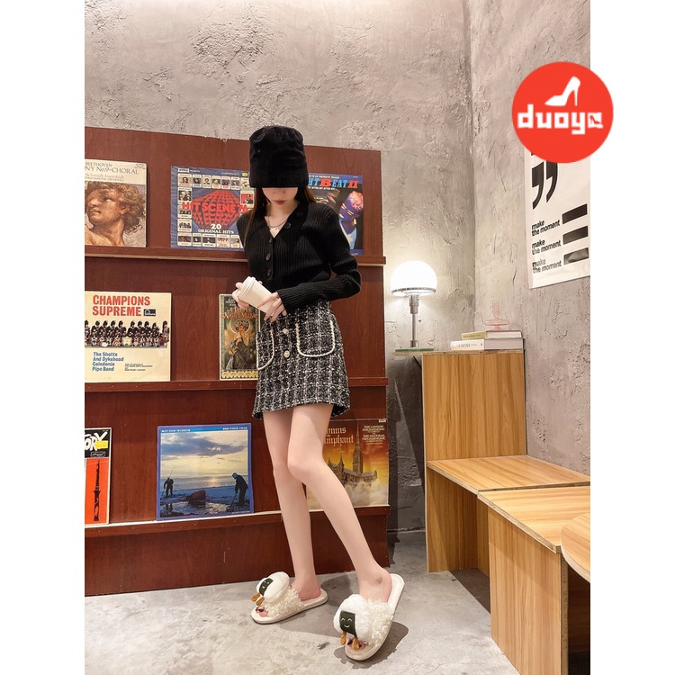 Duoya Tóc Thẳng ~ [Hàng Có Sẵn] Dép Cao Su Đế Dày Thấp Màu Trơn Da Lộn [ABC]