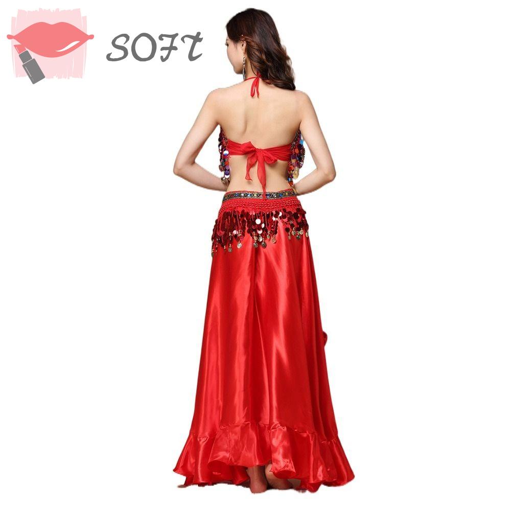 Bộ Trang Phục Múa Bụng 3 Món Đính Kim Sa Lấp Lánh Dành Cho Nữ