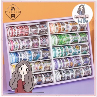 Hộp 100 cuộn washi tape dễ thương (có tách lẻ 20 cuộn)
