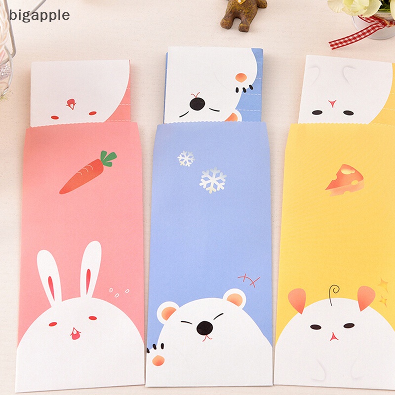 Bigapple set Bưu Thiếp Và Phong Bì Bằng Giấy In Họa Tiết Động Vật Và Chữ Cái Dễ Thương RDG