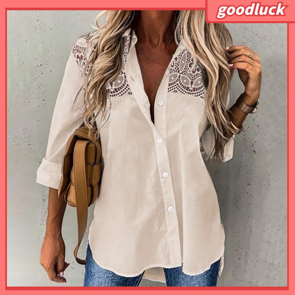[ULK] Áo Sơ Mi Tay Dài Màu Trơn Khoét Lỗ Cài Một Hàng Khuy Quần Dài Vừa Vặn Thời Trang Mùa Xuân Cho Nữ