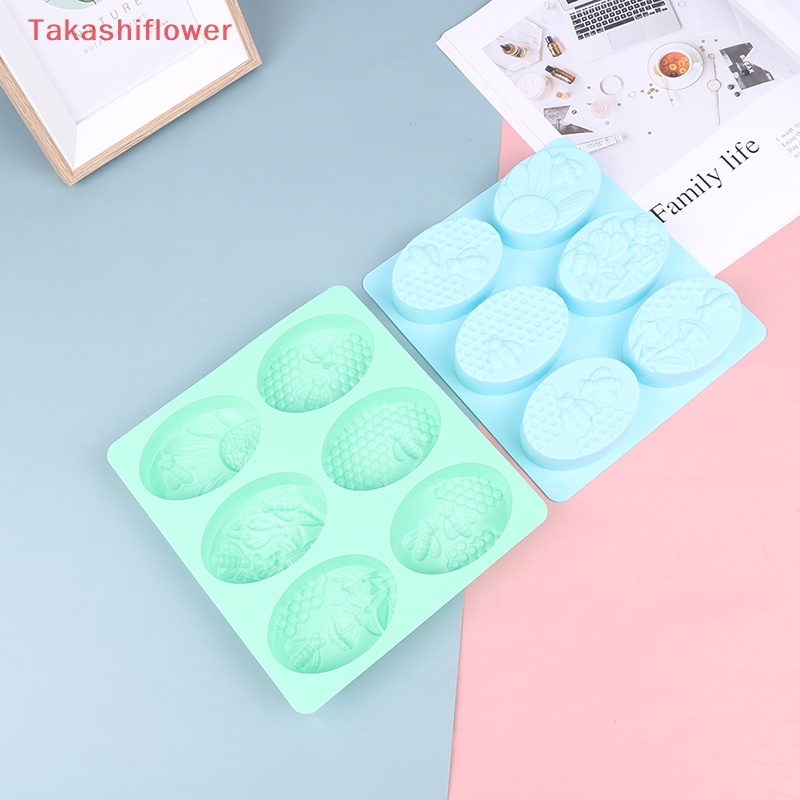 1 Khuôn Làm Bánh / Xà Phòng 6 Ô Hình Con Ong Bằng Silicone