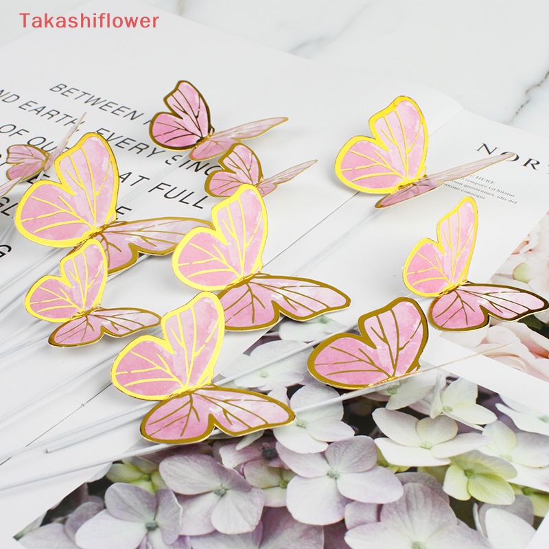 Set 10 Que Cắm Trang Trí Bánh Kem Hình Bướm