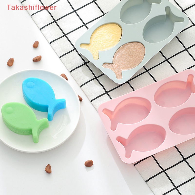 1 Khuôn Silicone Làm Bánh Hình Cá 4 Lỗ DIY