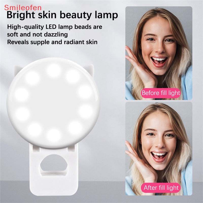 [Smileofen] Đèn LED Kẹp Mini Họa Tiết Hoạt Hình Có Thể Sạc Lại Dùng Trang Điểm Mắt / Chụp Ảnh Tự Sướng Trực Tuyến