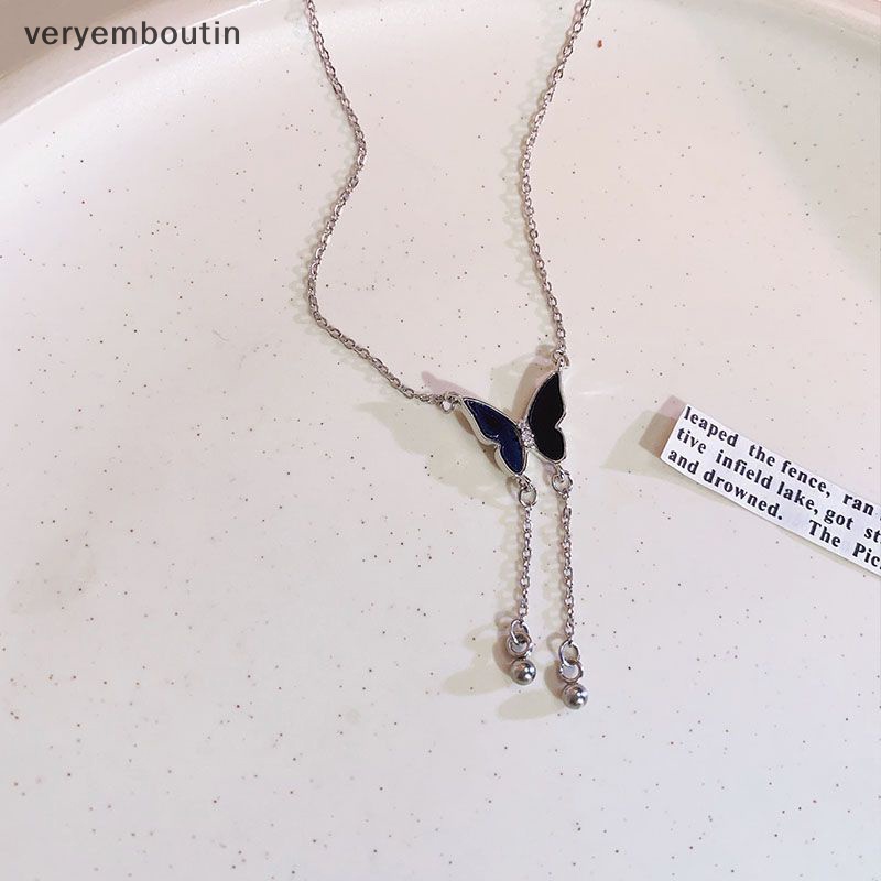 Vòng cổ Nhiều Lớp Mặt Hình Bướm Đen Phong Cách Cổ Điển Thời Trang Cho Nữ