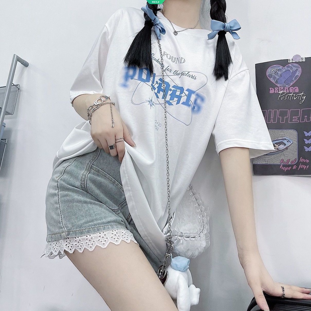 Áo Thun Tay Ngắn Dáng Rộng In Chữ Đơn Giản Thời Trang Mùa Hè Phong Cách Hàn Quốc Cho Nữ