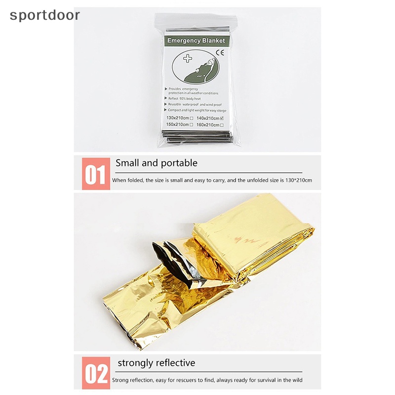 [sportoutdoor] Chăn Sơ Cứu Một Mặt 210 * 160 cm Lá Bạc / Vàng Giữ Ấm Ngoài Trời [out]