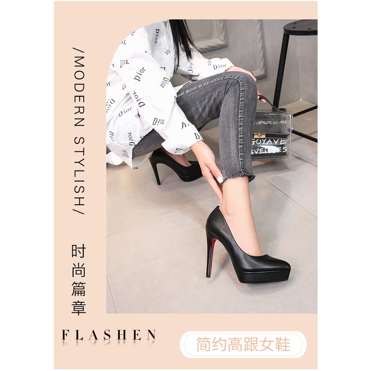 Giày Cao Gót Màu Đen Thời Trang Công Sở Thanh Lịch Cho Nữ