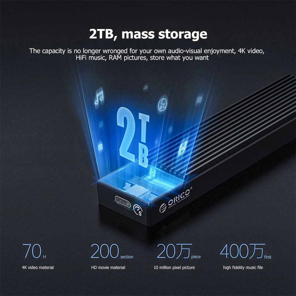 1 Pc Orico M2Pf-C3 Type-C M.2 Ngff Solid State Drive Enclosure Box Usb3.1 5Gbps Ssd Case Portable Hard Disk [Q/14]