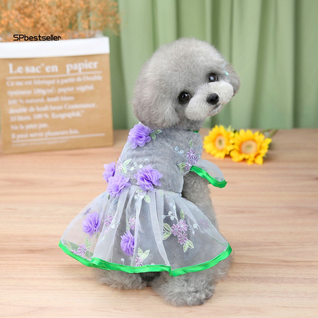 Đầm Công Chúa Phối Lưới Thoáng Khí Thoải Mái Thời Trang Mùa Hè Cho Cún Cưng SPbestsellkr