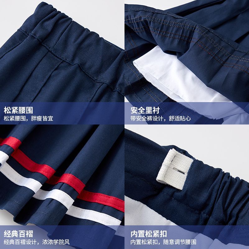 Chân Váy Ngắn Xếp Ly Màu Xanh Navy Thời Trang Xuân Thu Cho Bé Gái