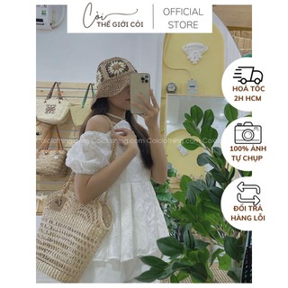 Nón cói mềm bông hoa