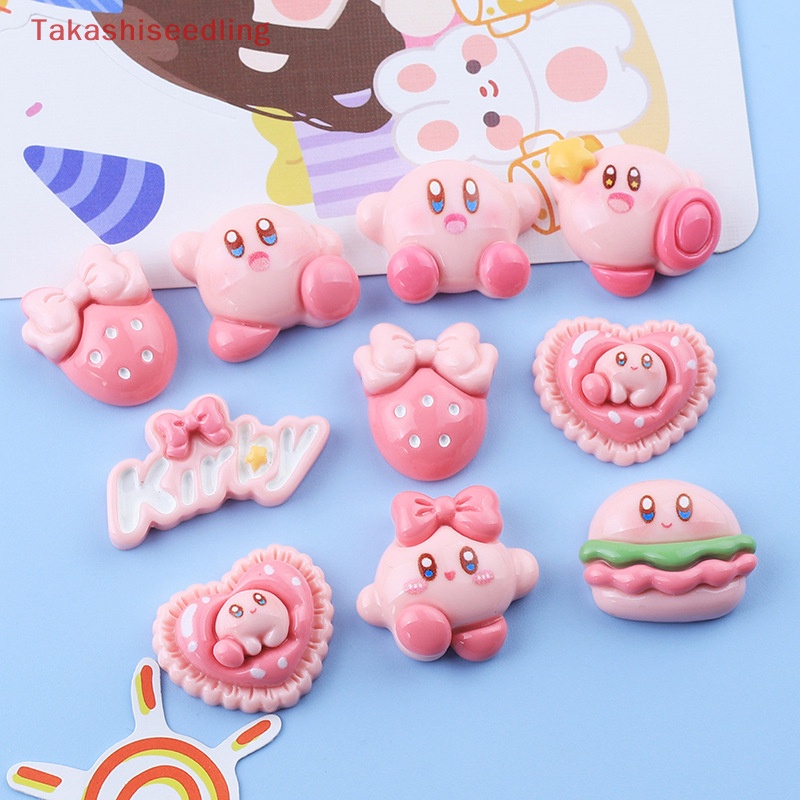 (Takashiseedling) Set 5 Kẹp Tóc Hình Ngôi Sao Hoạt Hình Màu Hồng Bóng Bằng Nhựa Resin Keo Làm Đồ Trang Sức Thủ Công DIY