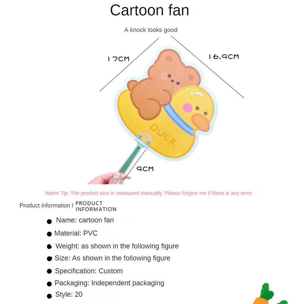 Quạt Mini Cầm Tay Họa Tiết Hoạt Hình Dễ Thương