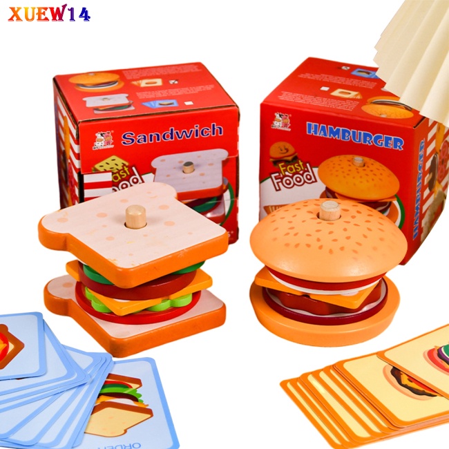 Đồ Chơi Mô Phỏng Bánh Hamburger Bằng Gỗ Nhiều Màu Sắc Dành Cho Trẻ Em