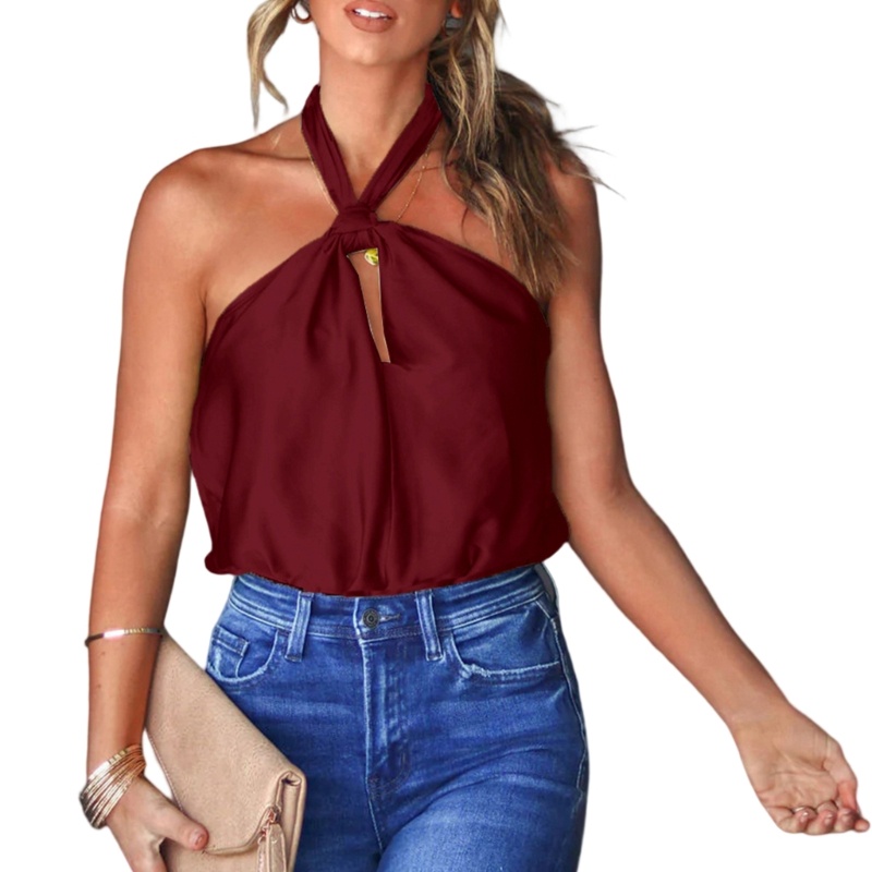 Áo Hai Dây Cổ Sâu Hở Lưng Gợi Cảm Dành Cho Nữ